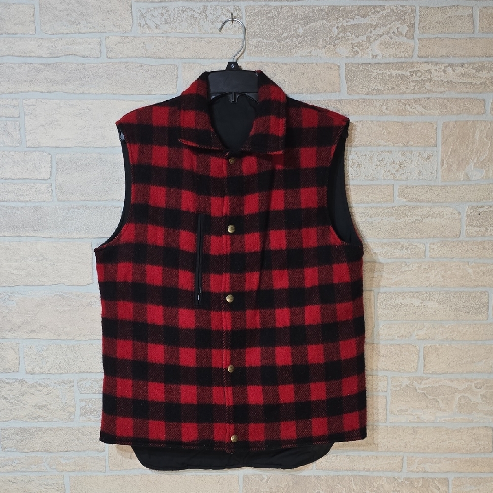 VTG WOOLRICH BUFFALO CHECK REVERSIBLE Field Vest Size M